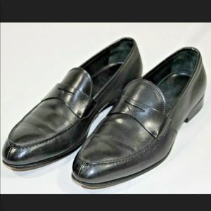 Men's sz 8.5 PRADA black leather penny loafer shoe